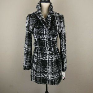 BCX Juniors' Plaid Double-Breasted Belted Coat